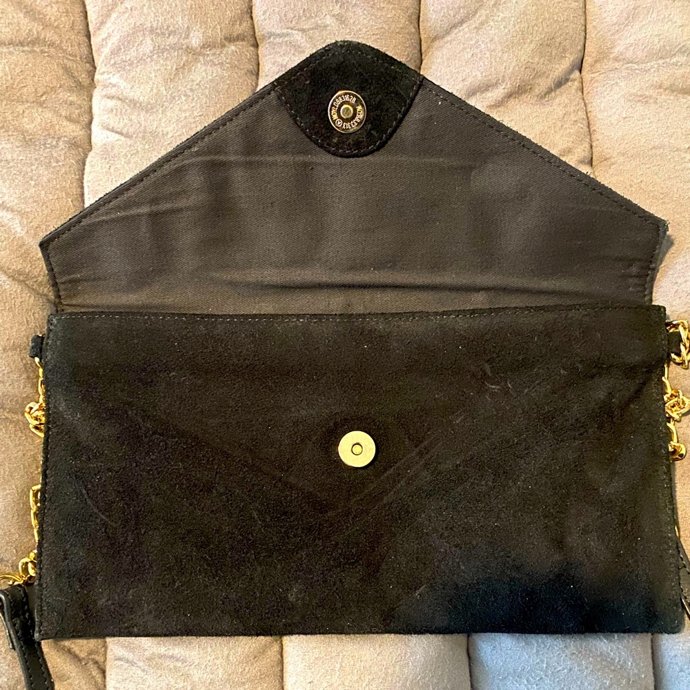 Black suede envelope purse